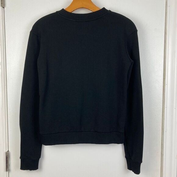 Versus Versace Women Black Sweatshirt Crewneck Pullover Velour Logo Luxury sz S - Picture 5 of 11
